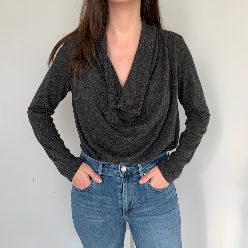 Cozy Grey Cowl Neck Sweater